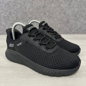 Skechers BOBS Sport Squad Chaos Hands Free Slip-ins Black Sneakers Womens Sz 8